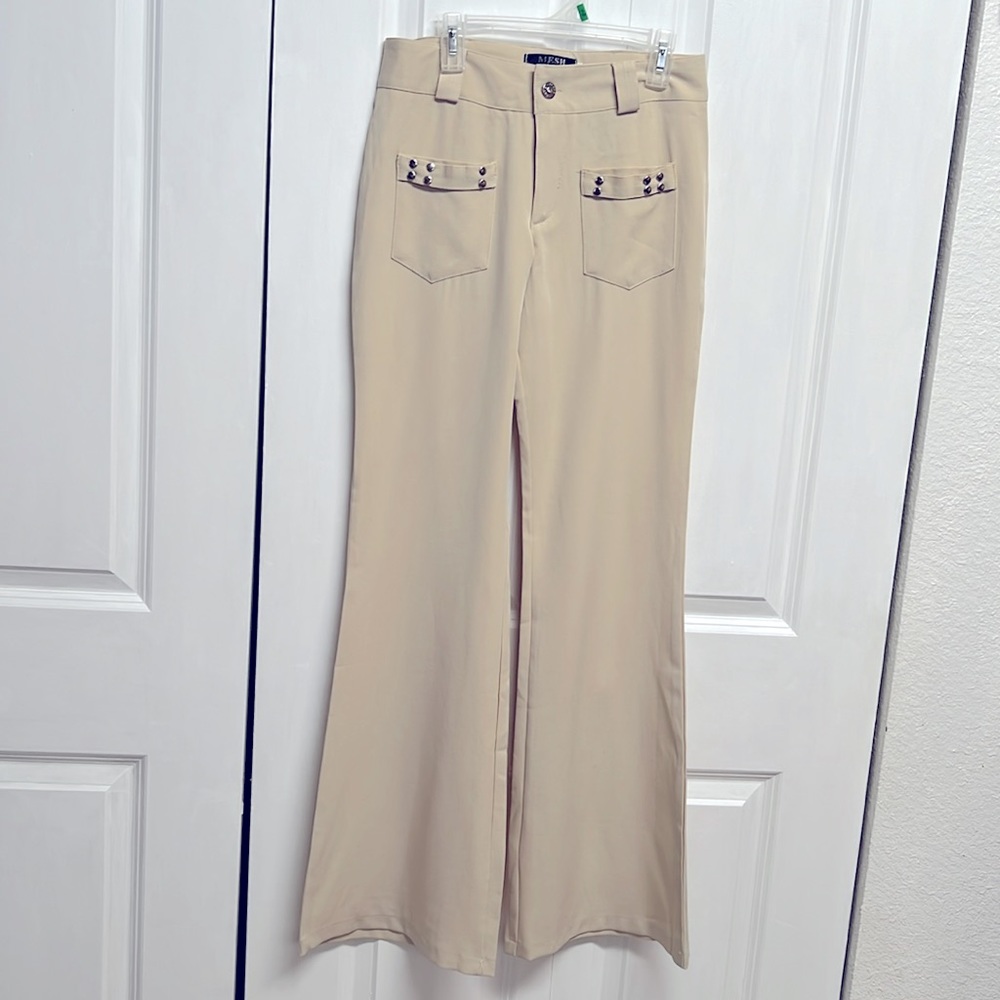Mesh U.S.A. Cream Mid Rise Pocket Dress Pants Size S NWT